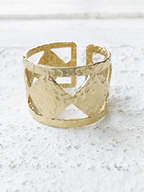 Anillo acero dorado rombos