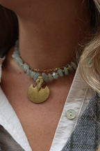 Gargantilla tribal piedra chip agua