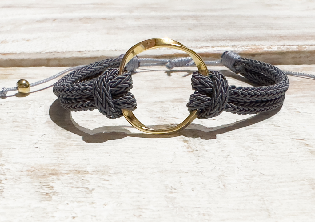 Pulsera aro acero dorado gris