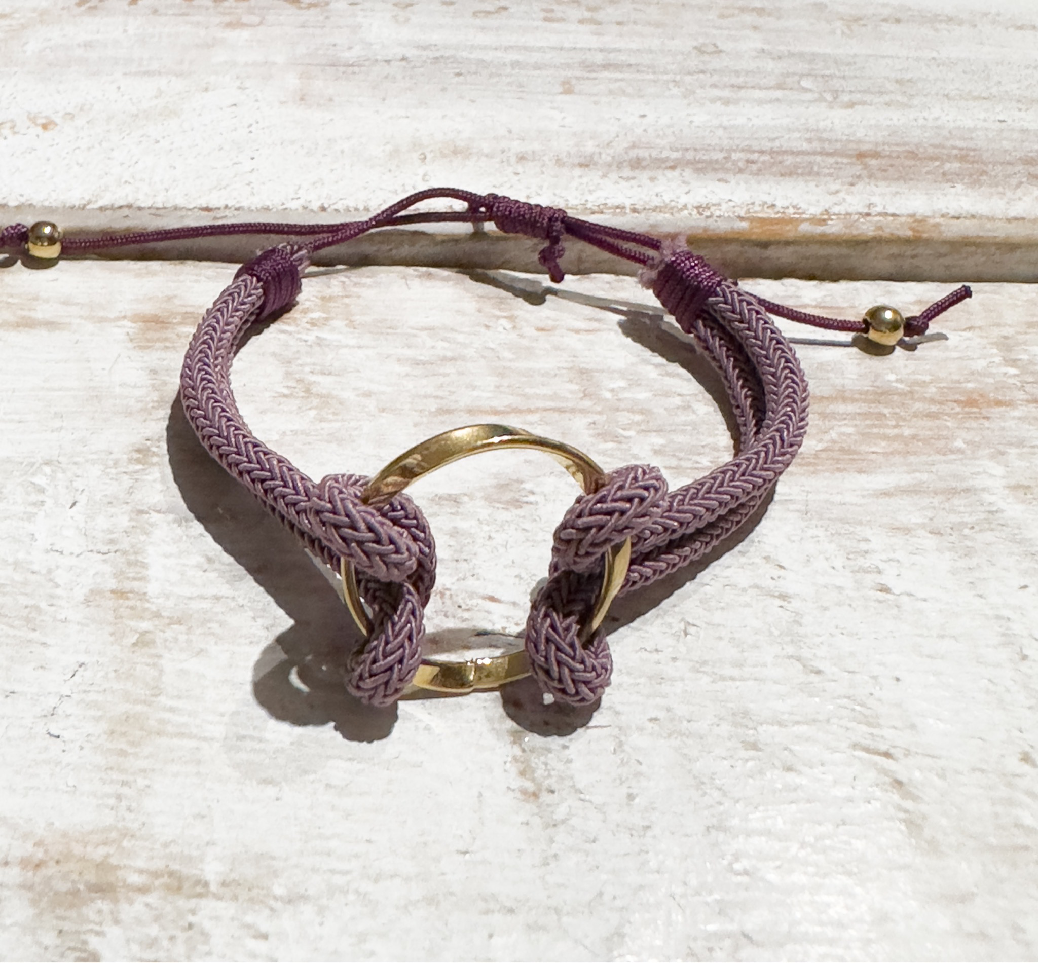 Pulsera aro acero dorado berenjena