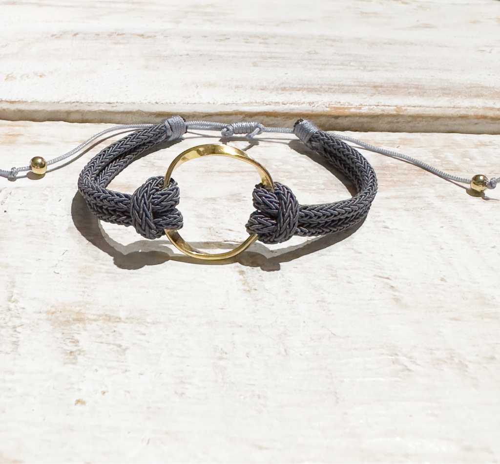 Pulsera aro acero dorado gris
