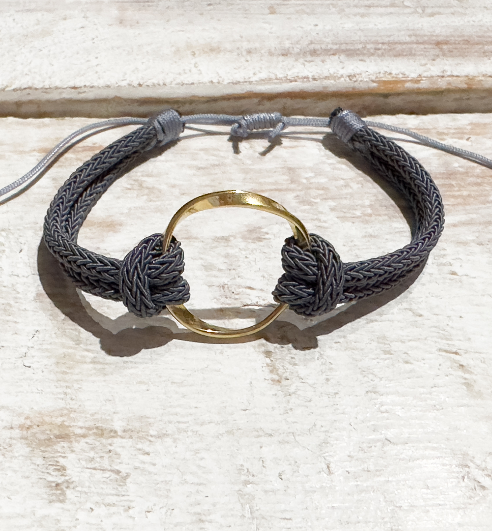 Pulsera aro acero dorado gris
