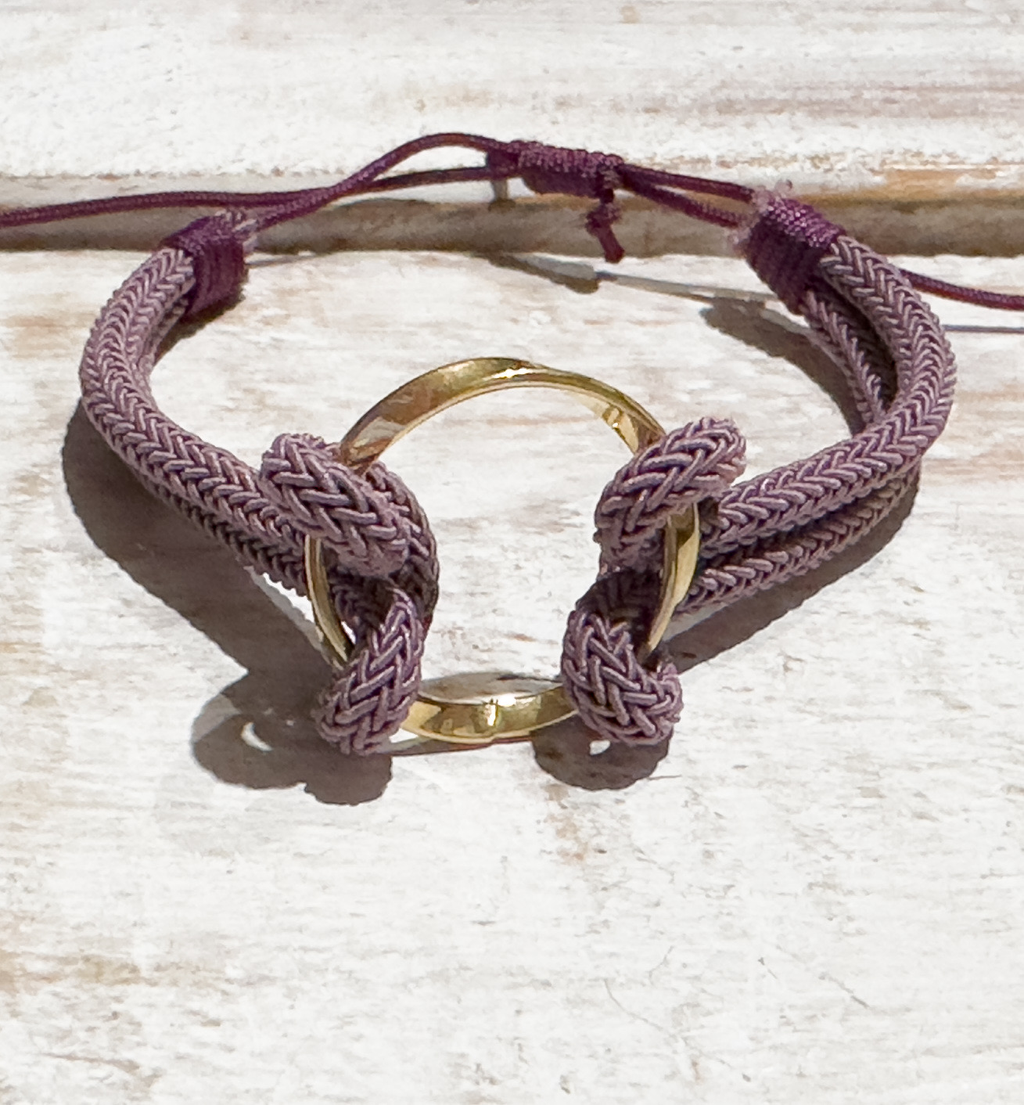 Pulsera aro acero dorado berenjena