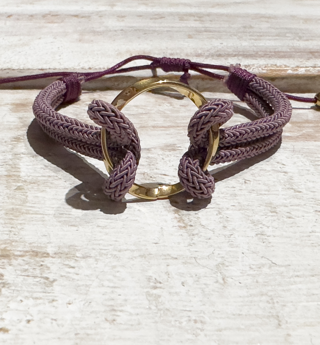 Pulsera aro acero dorado berenjena