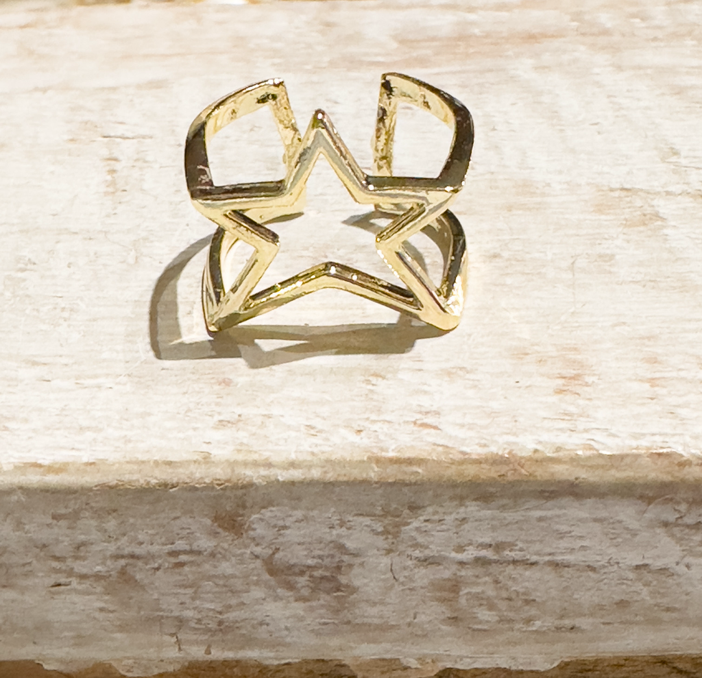 Anillo latón estrella dorado
