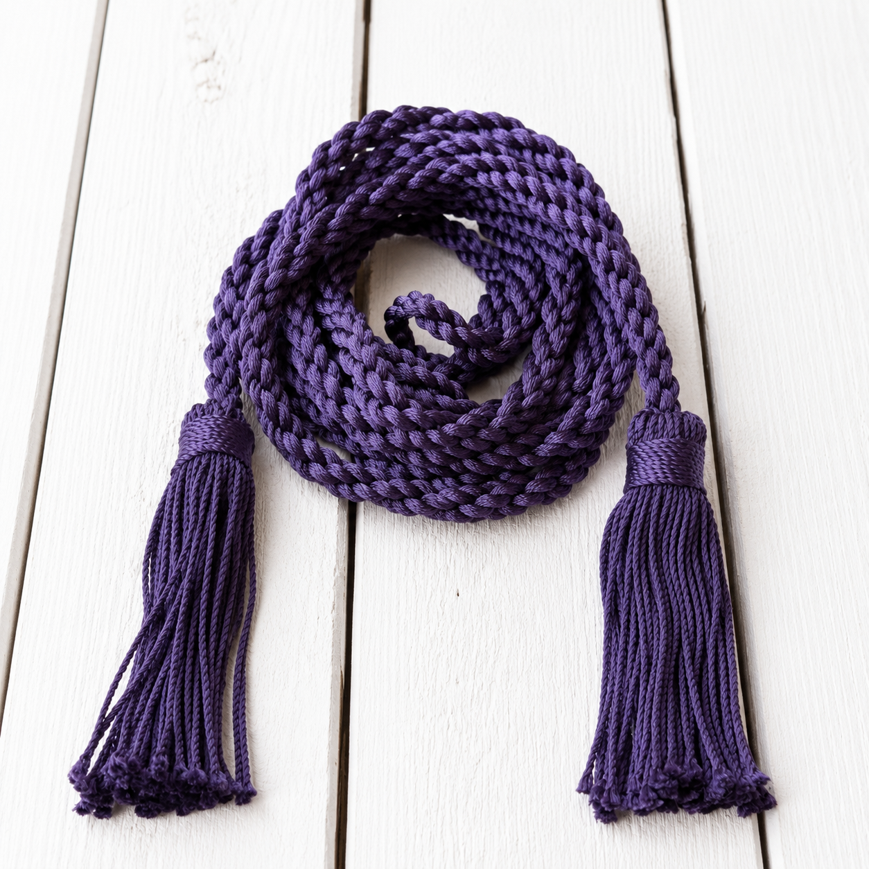 Collar cinturón pompones morado