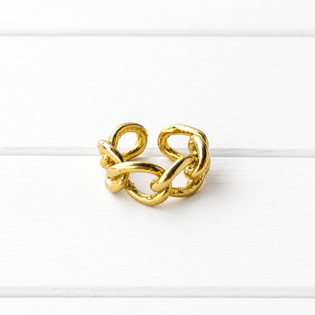 Anillo eslabones oro mate