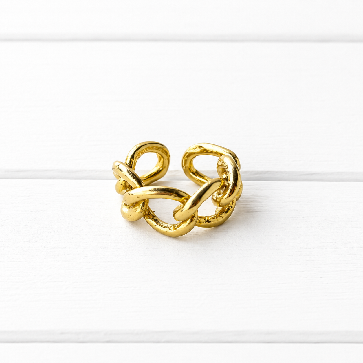 Anillo eslabones oro mate