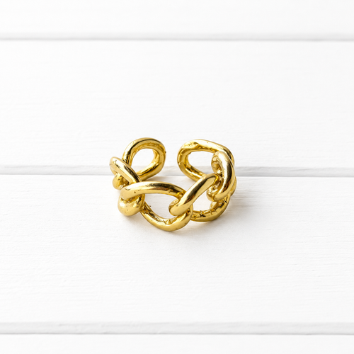 Anillo eslabones oro mate