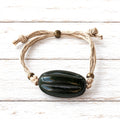 Pulsera cáñamo vidrio verde oscuro