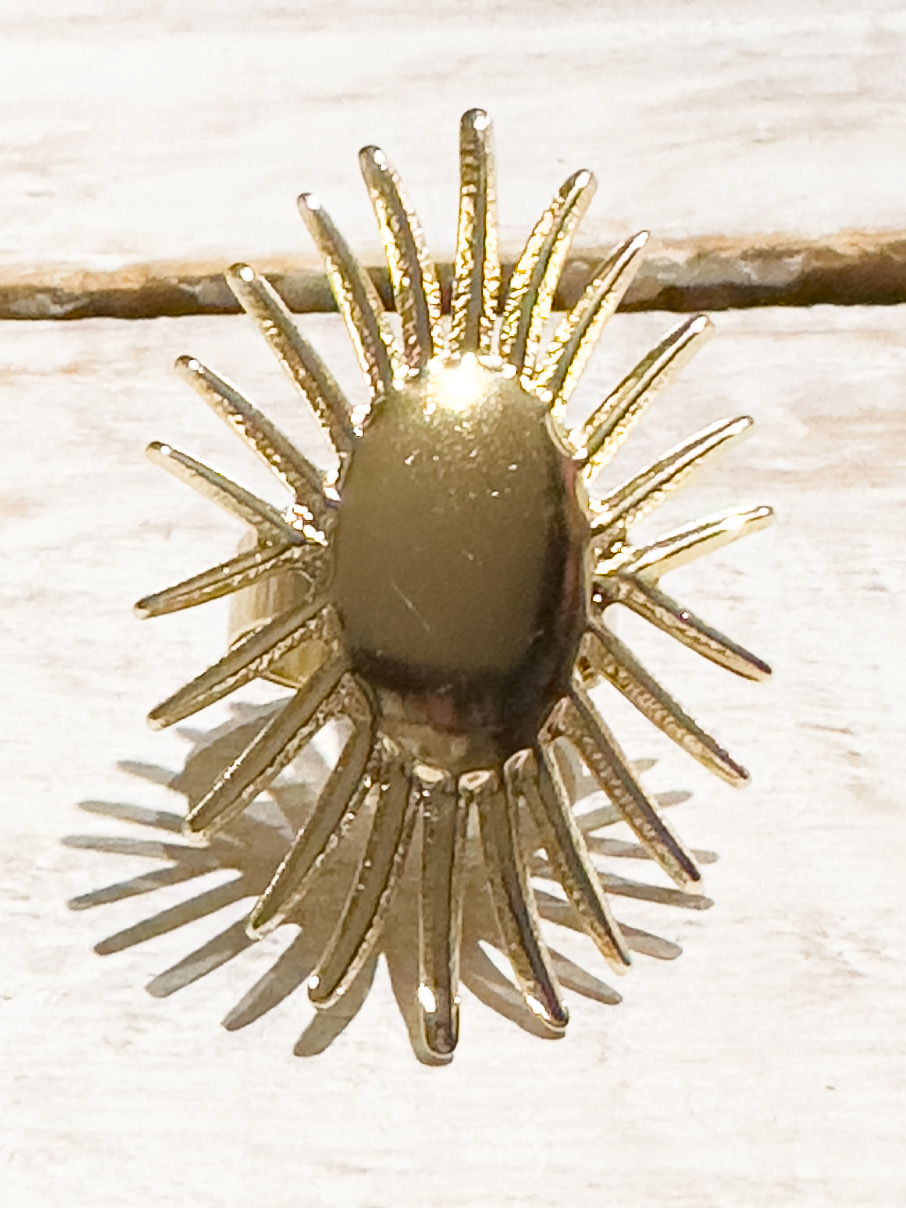 Anillo acero dorado sol XL
