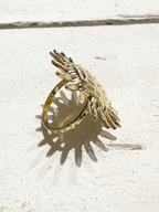 Anillo acero dorado sol