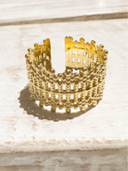 Anillo acero dorado corona