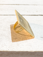 Anillo zamak dorado mate baño cuadrado XL