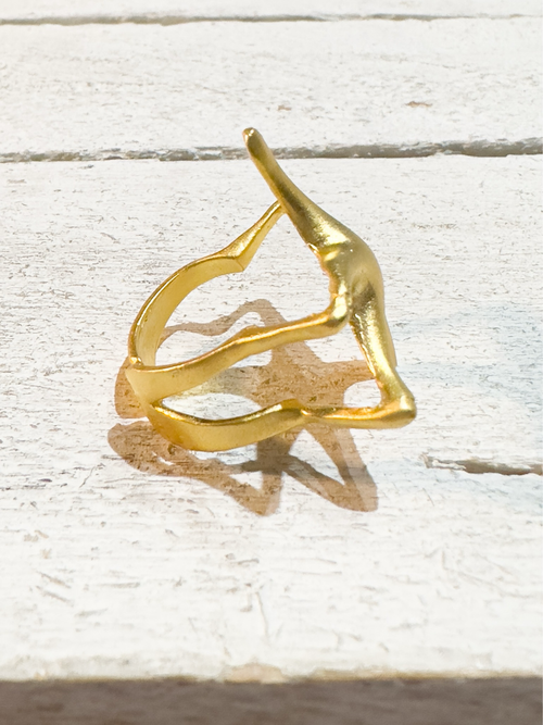Anillo dorado mate zamak estrella