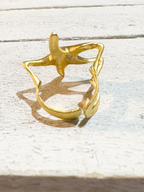 Anillo dorado mate zamak estrella