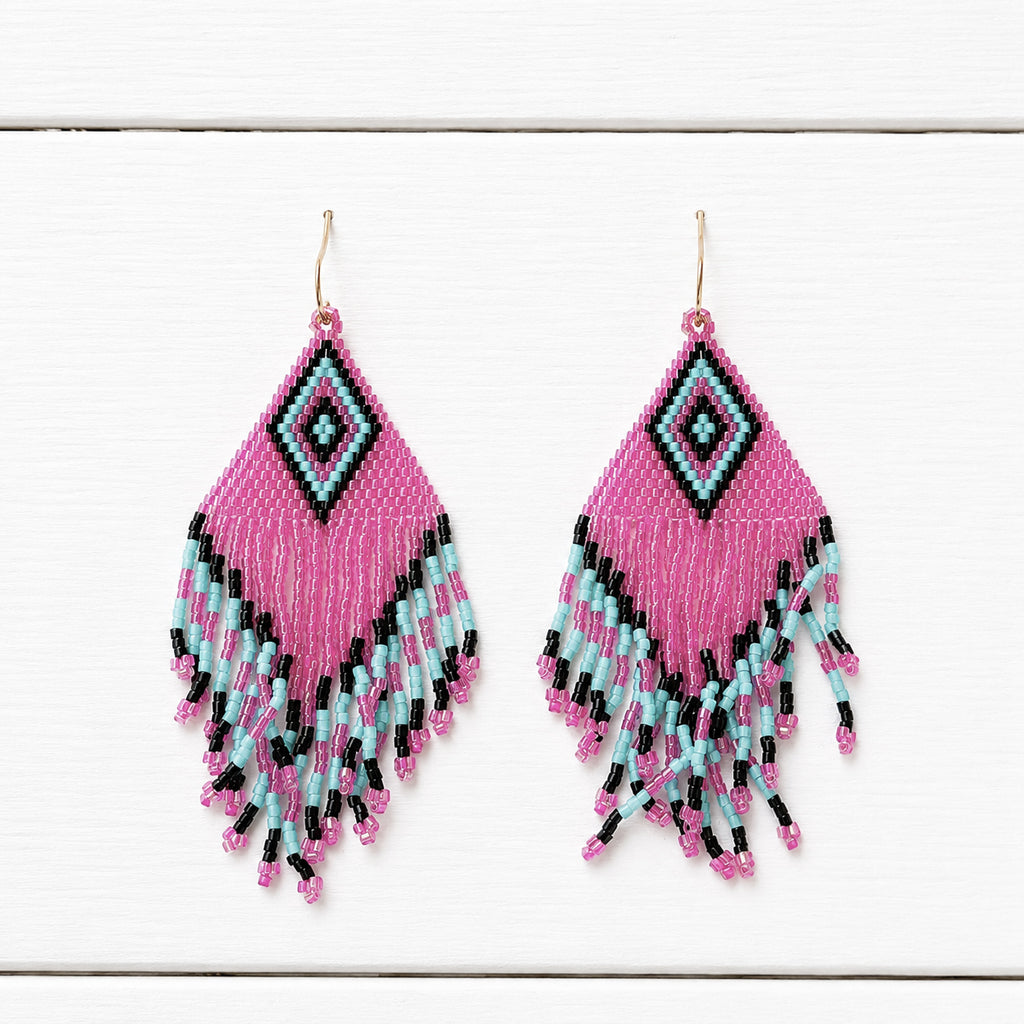 Pendientes miyuki rombo fresa