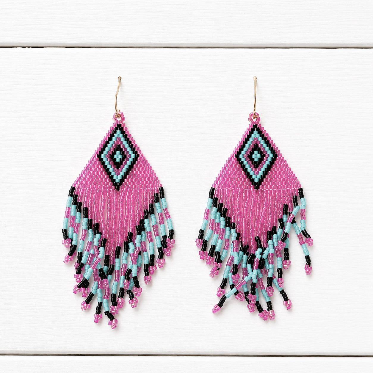 Pendientes miyuki rombo fresa