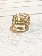 Anillo acero hilos dorados ancho