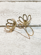 Anillo acero dorado doble flor