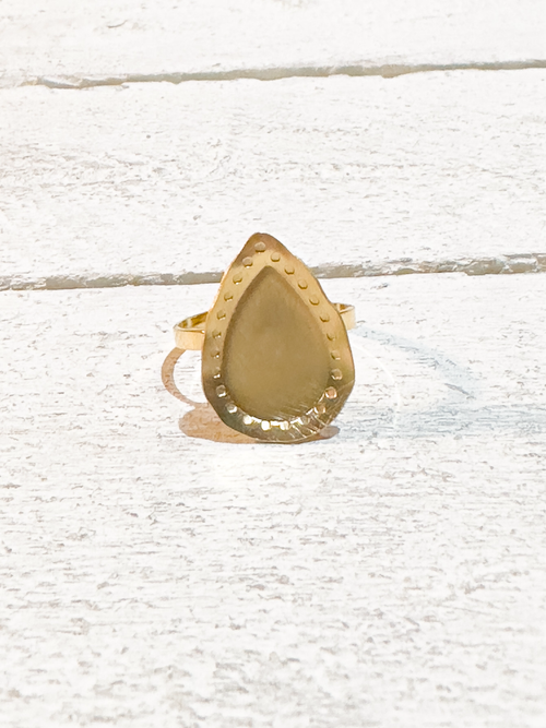 Anillo acero dorado mate gota