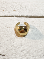 Anillo acero dorado bola