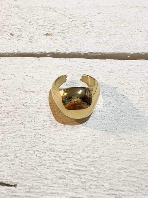 Anillo acero dorado bola