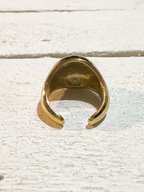 Anillo acero dorado bola