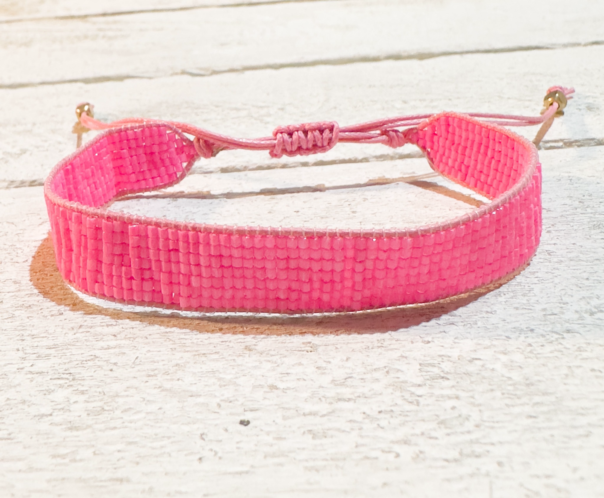 Pulsera miyuki cristales 1cm Rosa fluor