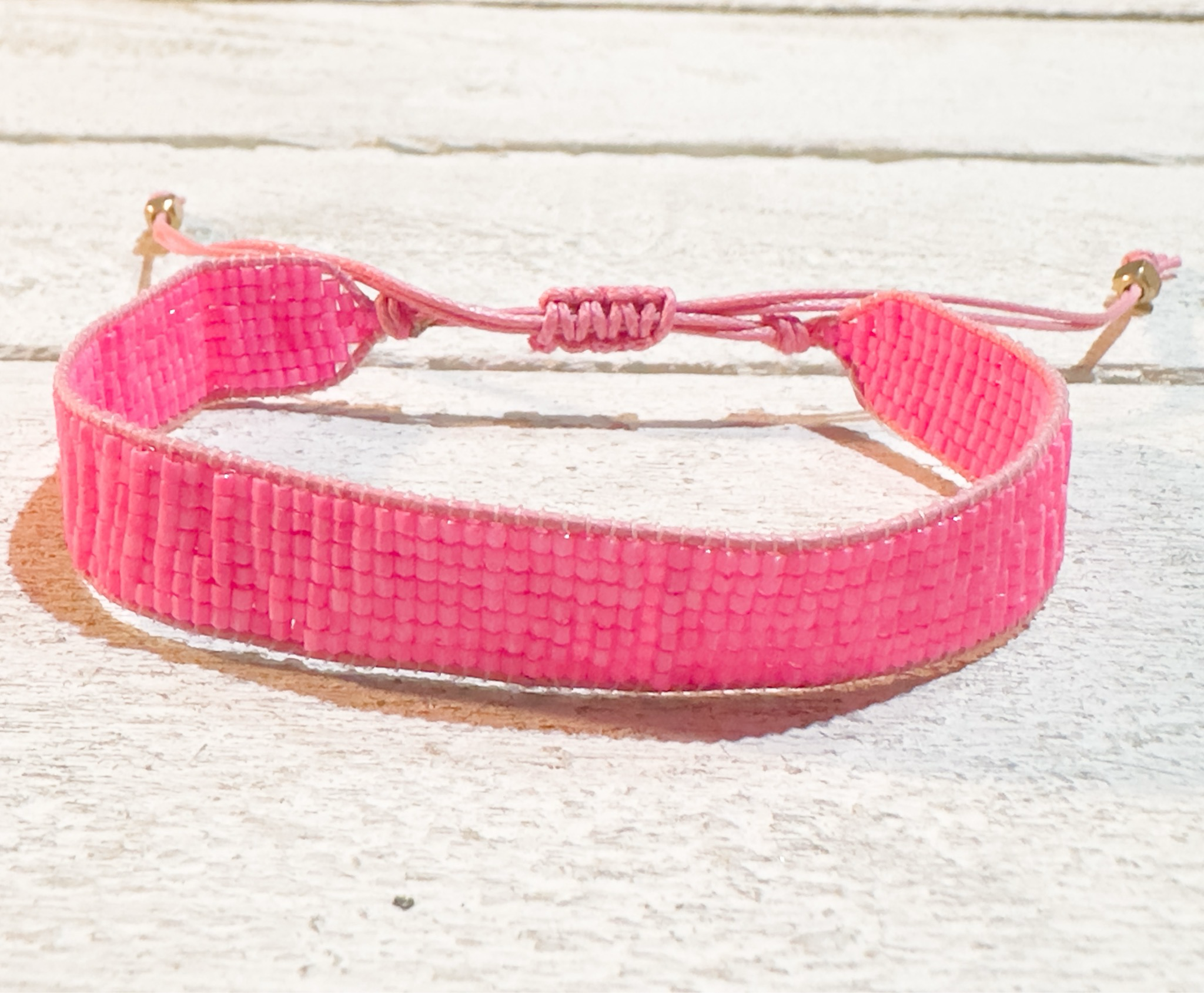Pulsera miyuki cristales 1cm Rosa fluor