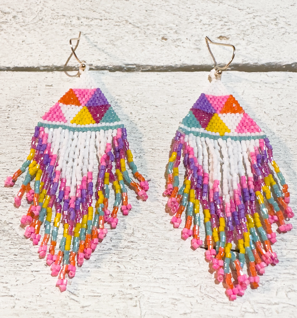 Pendientes miyuki triángulos flúor