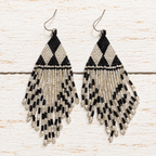 Pendientes miyuki triángulos plata y negro