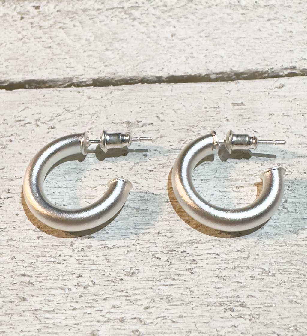 Pendientes aro plateado mate 2cm