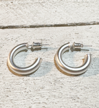 Pendientes aro plateado mate 2cm
