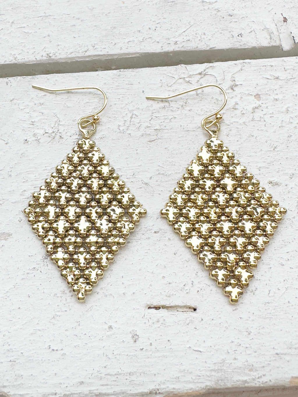 Pendientes rombo dorado