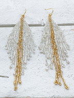 Pendientes miyuki tiras plata/oro
