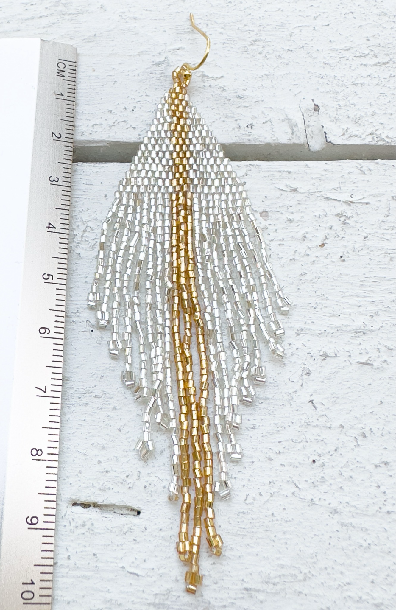 Pendientes miyuki tiras plata/oro