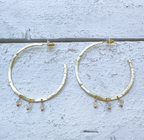 Pendientes aro dorado mate latón piedras cristal