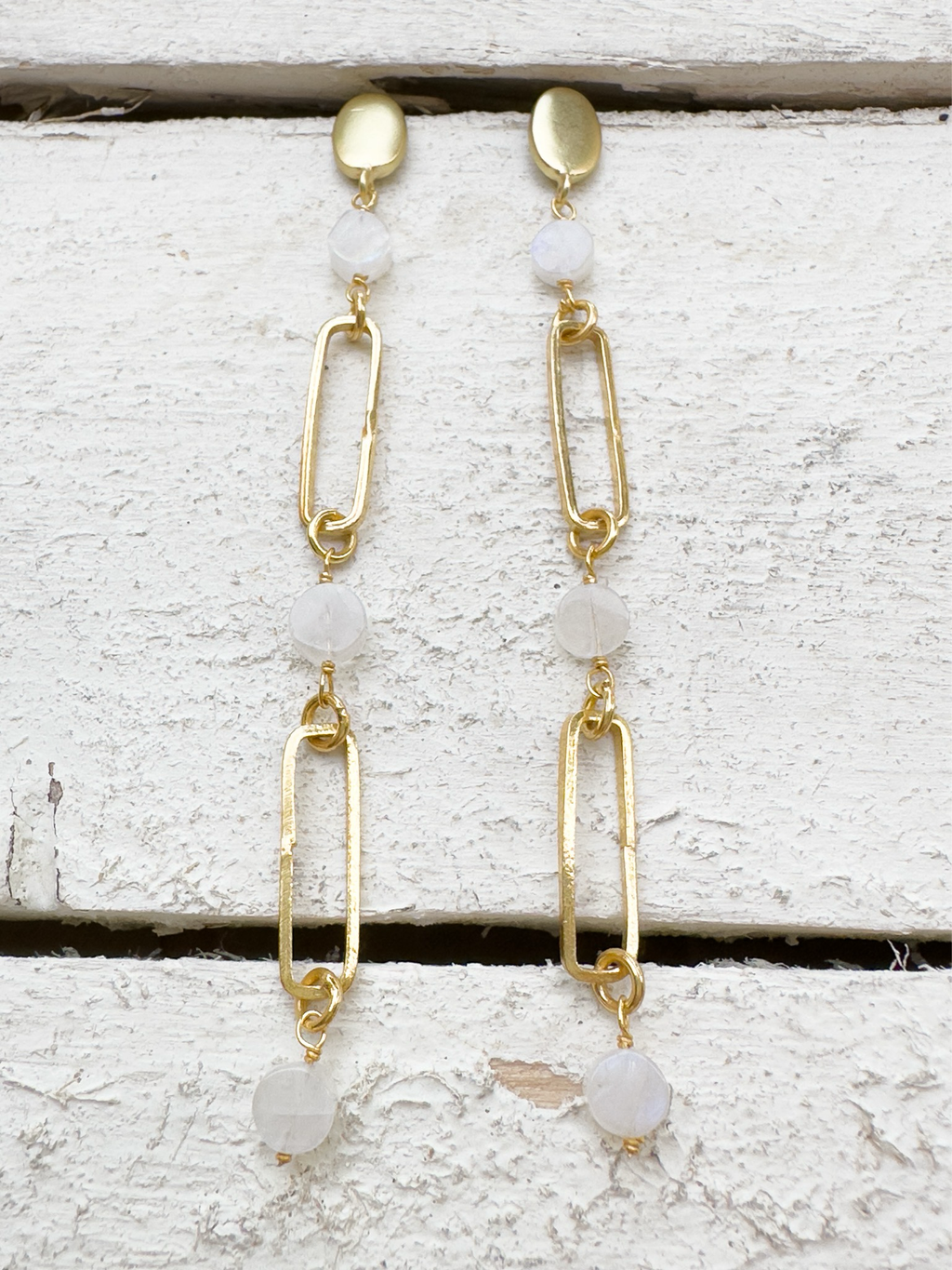 Pendientes eslabones piedra natural