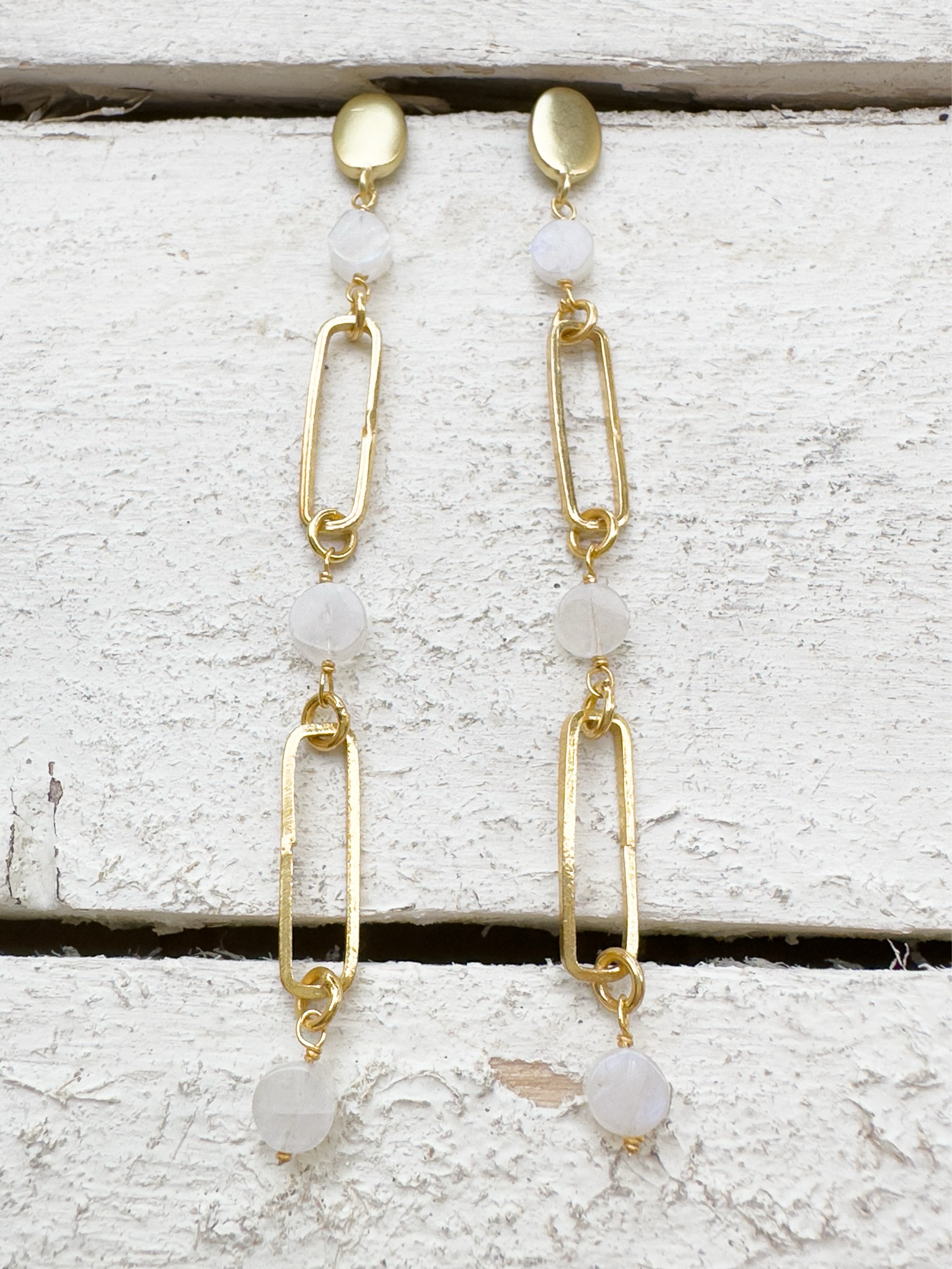 Pendientes eslabones piedra natural