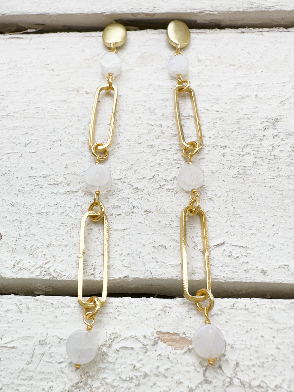 Pendientes eslabones piedra natural