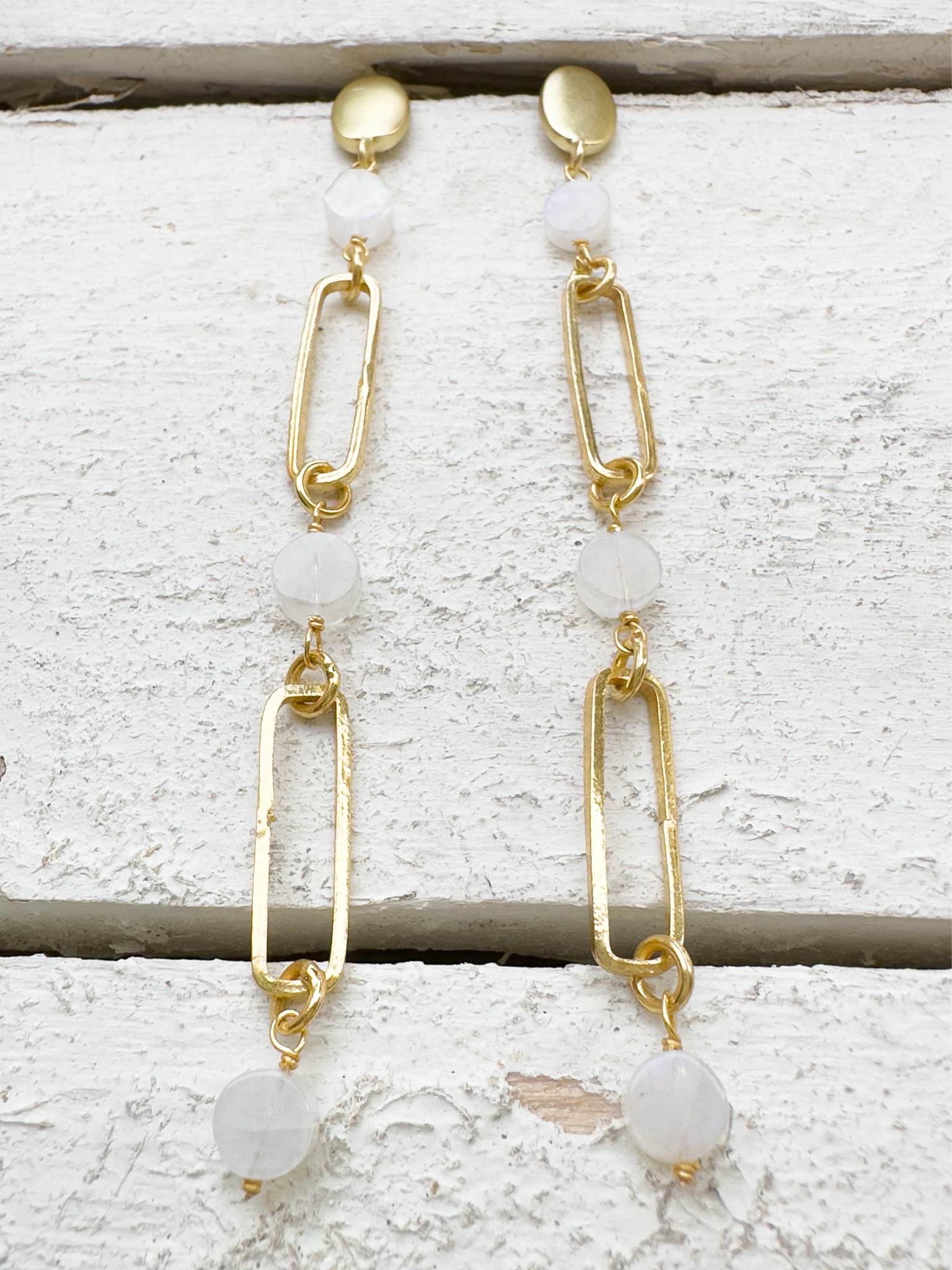 Pendientes eslabones piedra natural