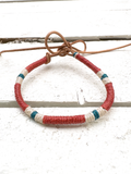 Pulsera cuero teja y plomo