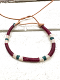Pulsera cuero granate y verde