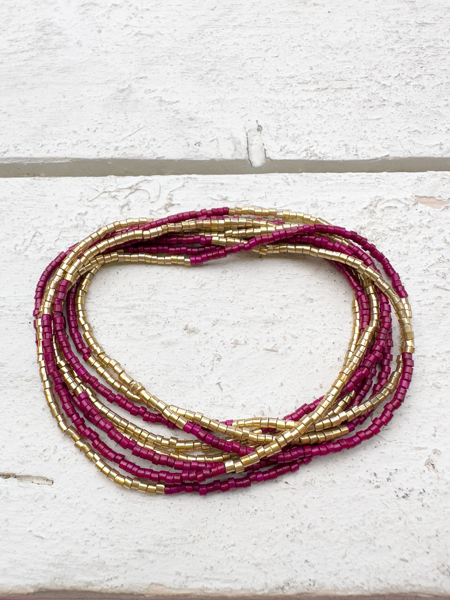 Collar miyuki mini franjas extra largo vino