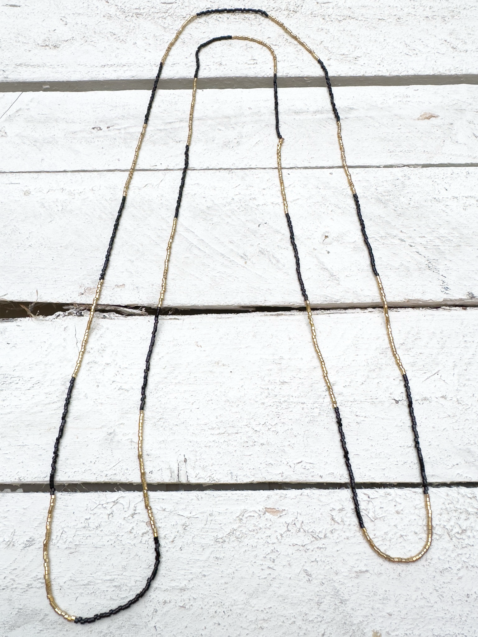 Collar miyuki mini franjas extra largo negro