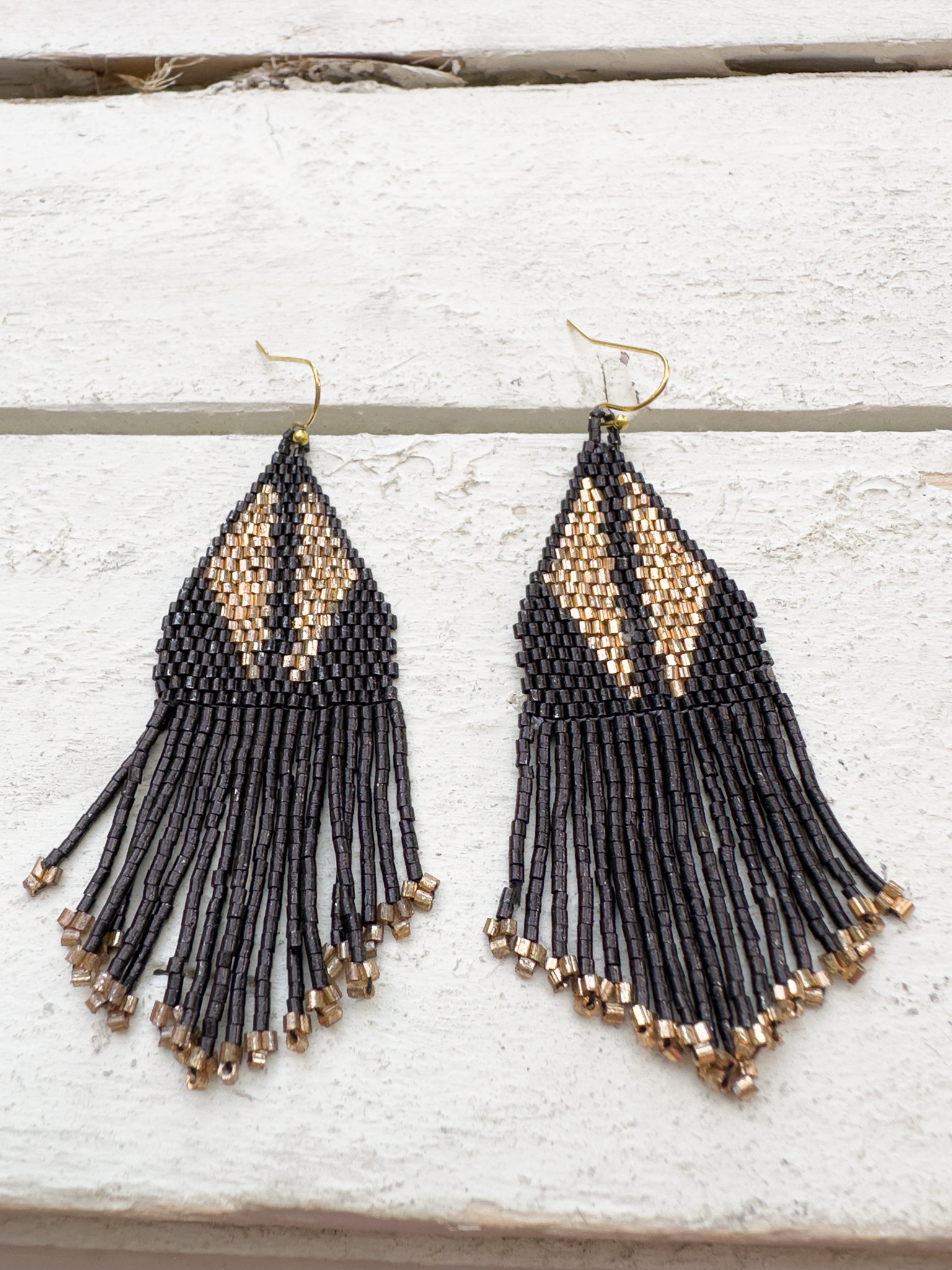 Pendientes miyuki alas negro
