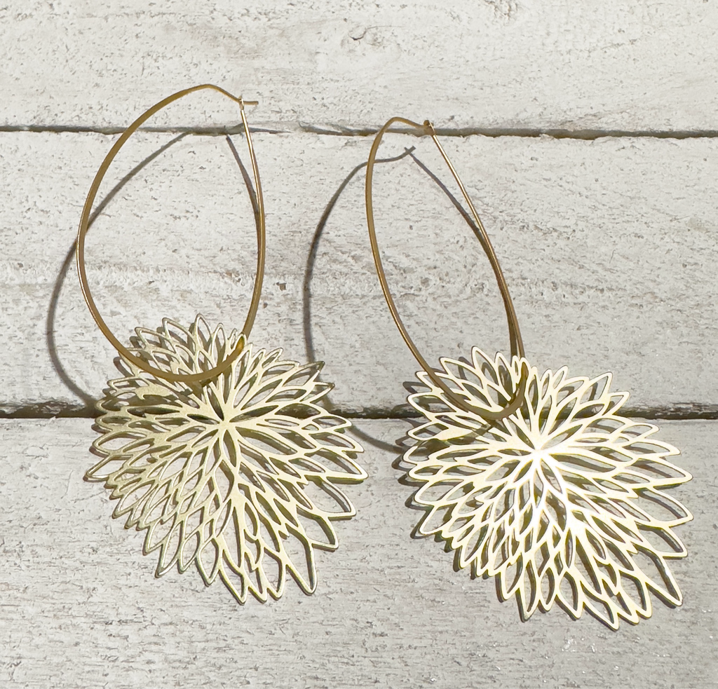 Pendientes aro ovalado flor XL
