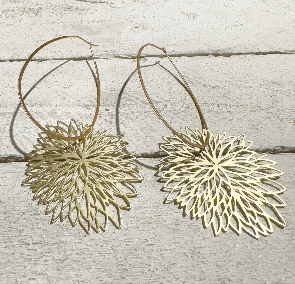 Pendientes aro ovalado flor XL