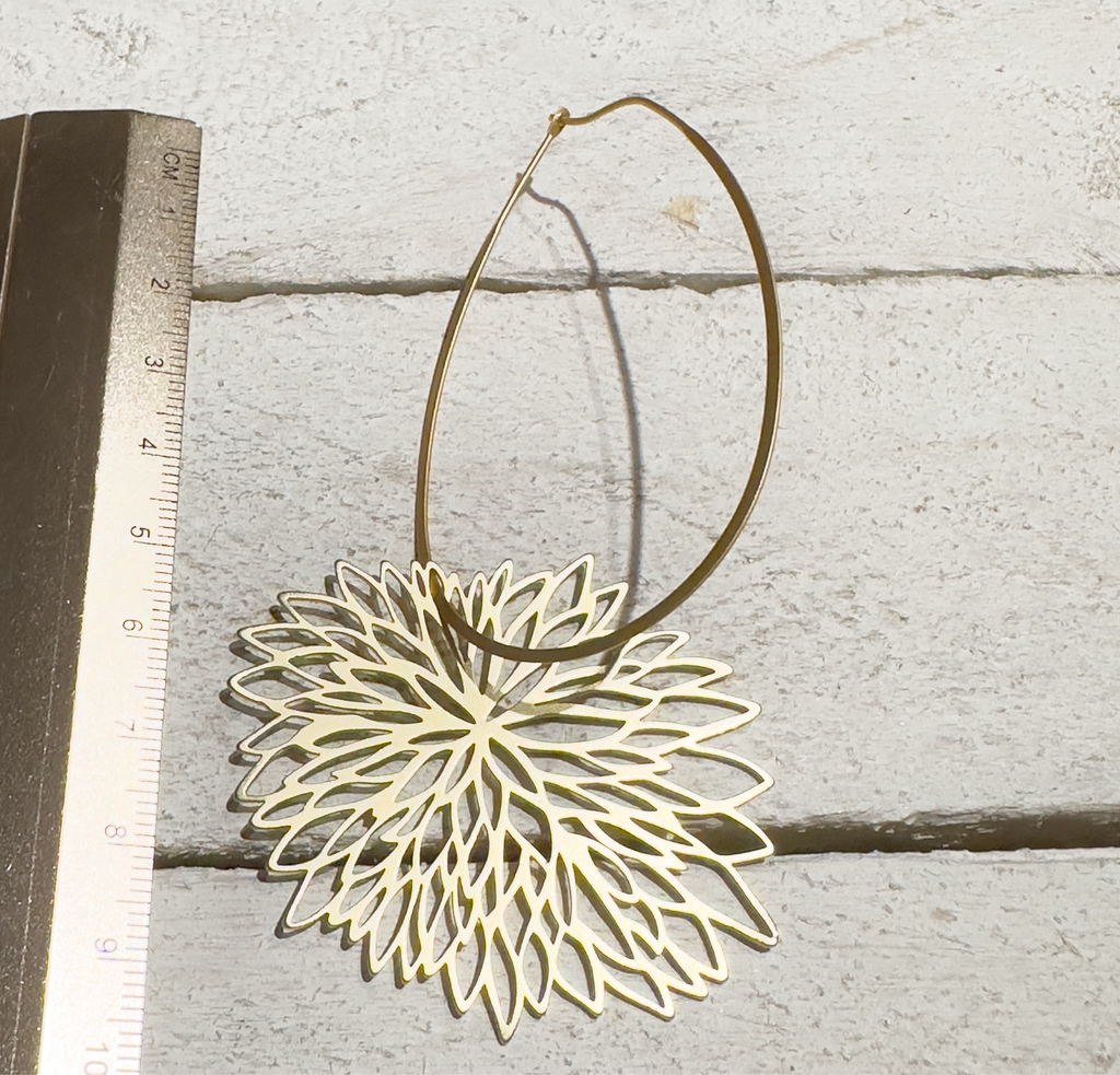 Pendientes aro ovalado flor XL